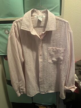 Altar'd State Blush Pink Striped Button Shirt